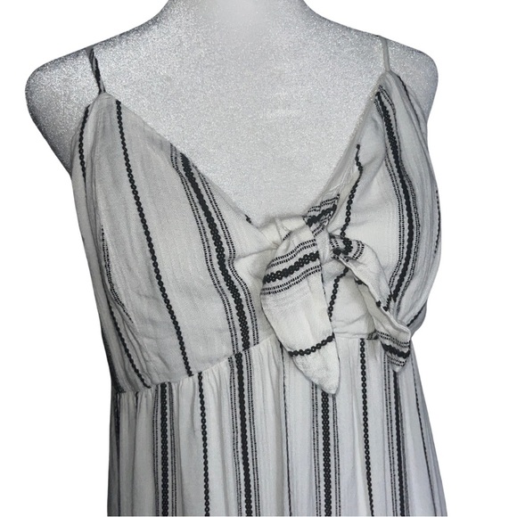 Venus x Lascana White & Black Striped Midi Sundress Size L Bow Adjustable Straps - Picture 4 of 9